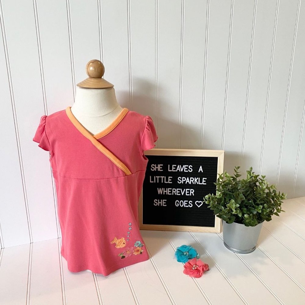 ❤️Girls Like New Gymboree Flutter Sleeve Fish Top, 6